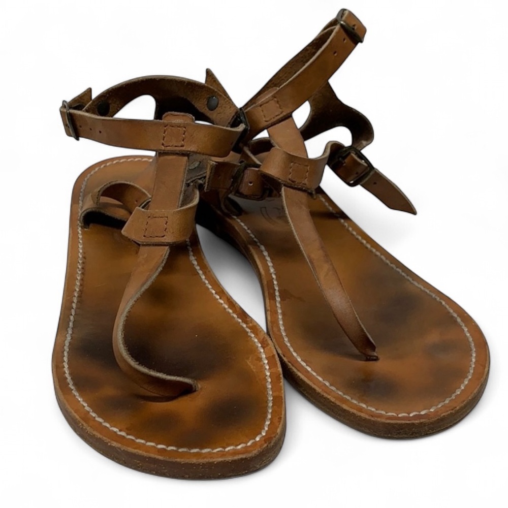 La Botte Gardiane Leather Sandals, Tan, Size EU 40, Made in France